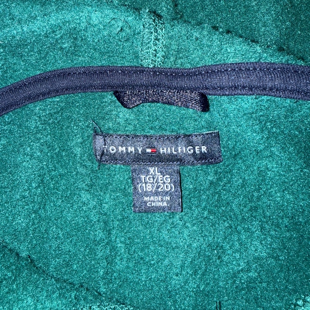Tommy Hilfiger Hoodie Boys XL Green Logo Pullover Youth 18 20 - Picture 5 of 6